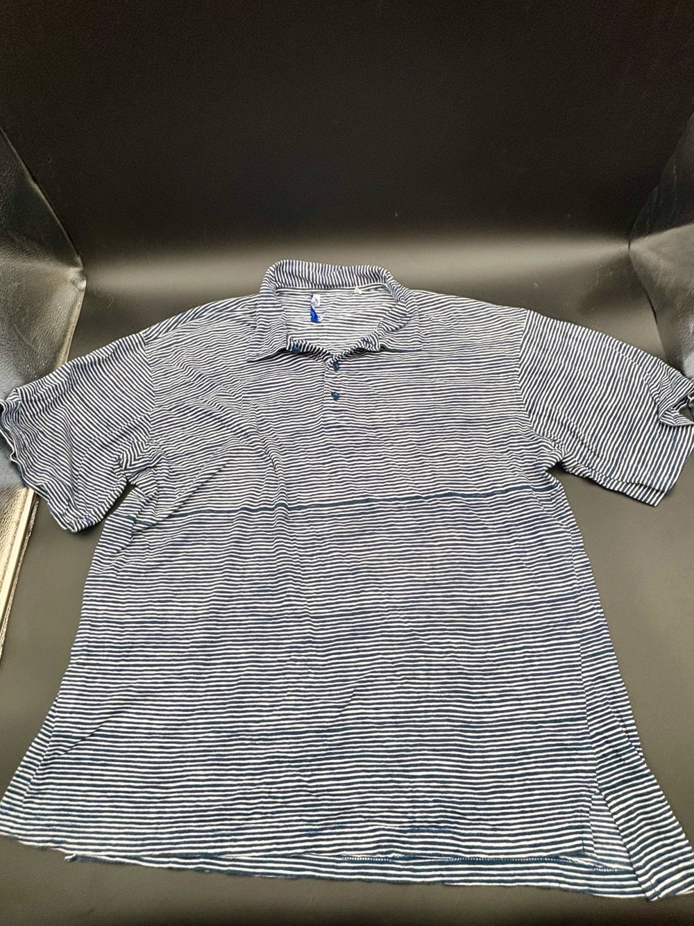 Three Islands Men’s Striped Polo Shirt XL Blue White Short Sleeve Coastal